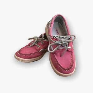 Sperry Bluefish Boat Shoes Pink & Zebra Girls 8.5